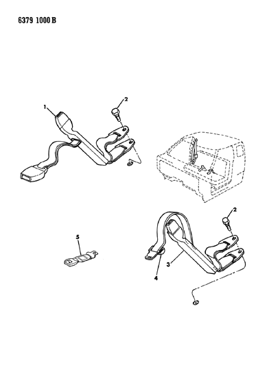 1987 Dodge W350 Belts - Seat Bench - Inner Diagram