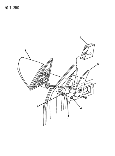 1990 Chrysler LeBaron Sedan Mirror - Exterior Diagram