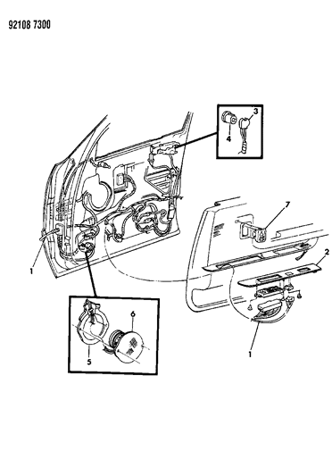 1992 Chrysler Imperial Wiring & Switches - Front Door Diagram