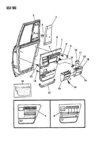 1988 Chrysler Town & Country Panel - Door Trim-Rear Diagram