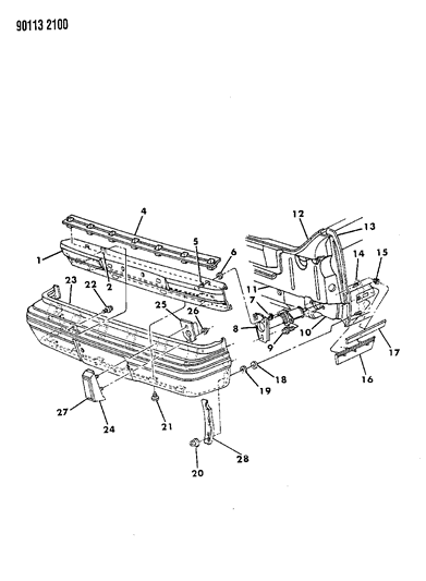 1990 Chrysler New Yorker Fascia, Bumper Rear Diagram 2