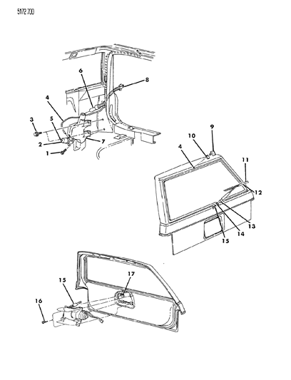 1985 Dodge Aries Liftgate Wiper & Washer System Diagram