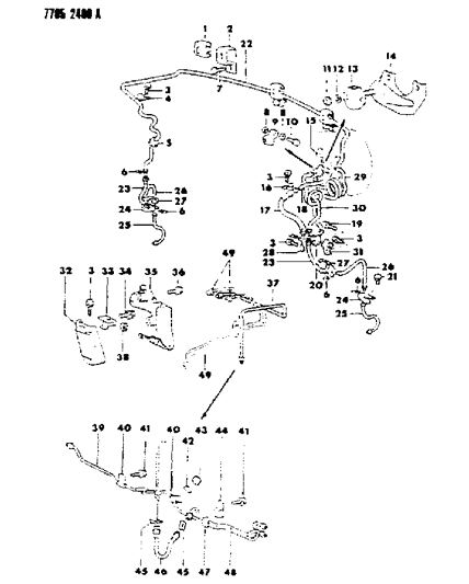 1988 Dodge Ram 50 Lines & Hoses Diagram