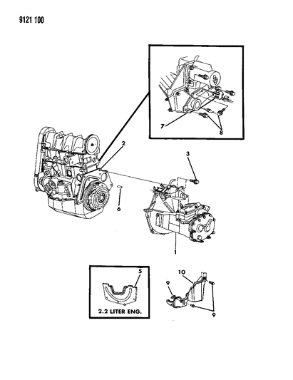 1989 Dodge Spirit Transaxle Assemblies & Mounting Diagram