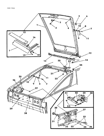 1984 Chrysler Laser Prop Gas LIFTGATE Support Diagram for G0004715