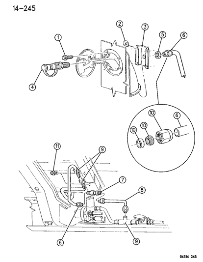 1996 Dodge Ram 1500 Filler Tube, Fuel Cylinder Diagram