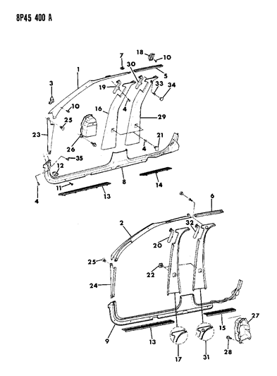 1992 Dodge Monaco Panels - Interior Trim Diagram 1