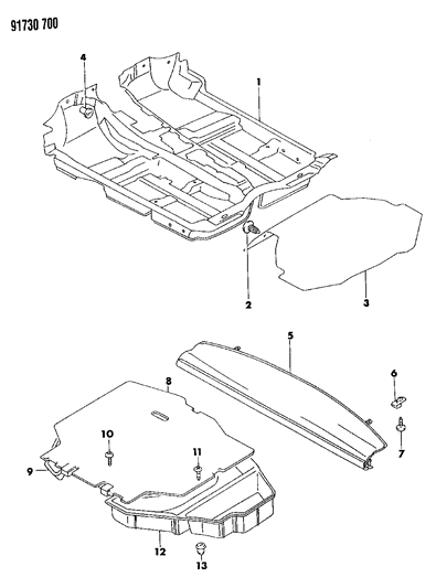 1991 Dodge Stealth Carpet Diagram