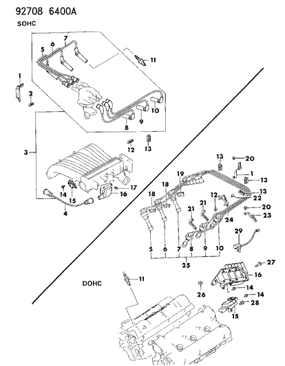 1994 Dodge Stealth Spark Plugs - Cables - Coils Diagram