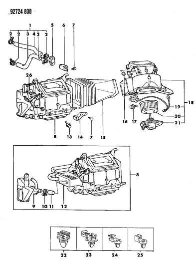 1993 Dodge Colt Heater Unit & Heater Plumbing Diagram 1