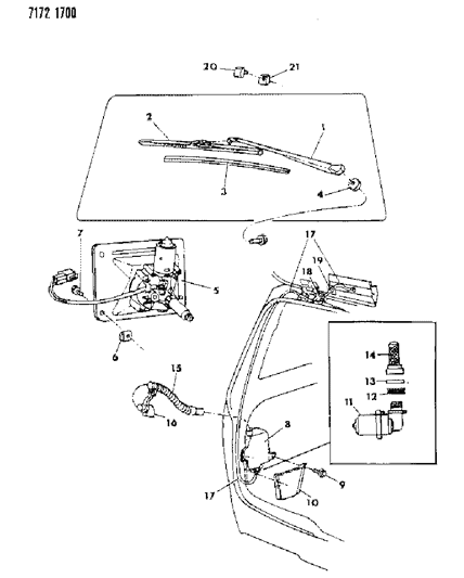 1987 Dodge Grand Caravan Liftgate Wiper & Washer System Diagram