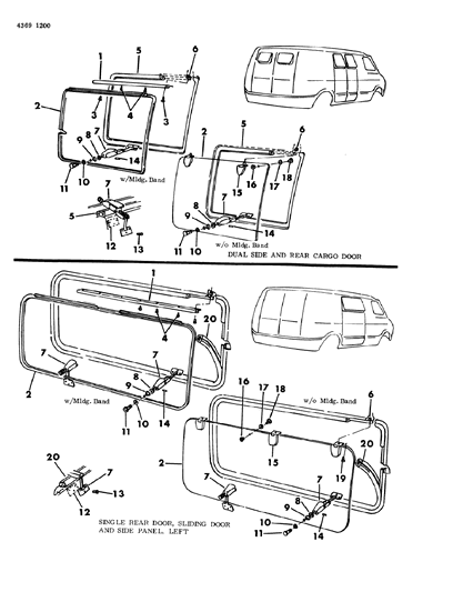 1984 Dodge Ram Van Windows - Vented Diagram