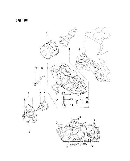 1987 Dodge Colt Oil Pump & Oil Filter Diagram 1