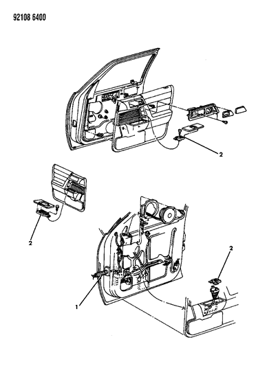 1992 Chrysler LeBaron Sedan Wiring & Switches - Front Door Diagram