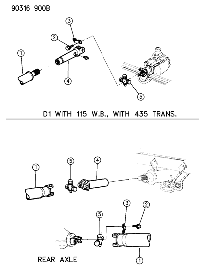 1990 Dodge W350 Shaft - Single Propeller Diagram 1