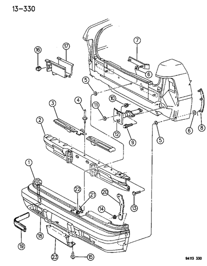 1994 Chrysler LeBaron Fascia, Rear Diagram