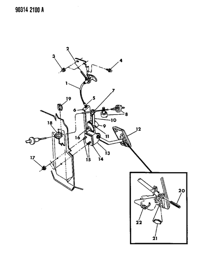 1990 Dodge W250 Accelerator Pedal & Hand Throttle Controls Diagram