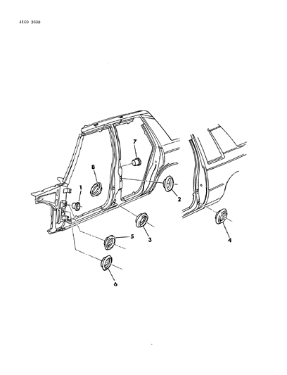 1984 Chrysler Town & Country Plugs - Body Side Diagram