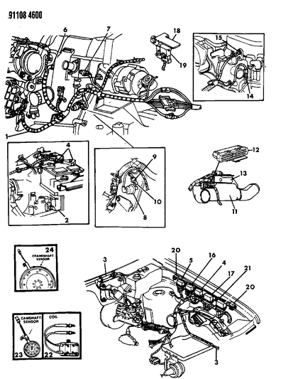 1991 Chrysler Town & Country Wiring - Engine - Front End & Related Parts Diagram