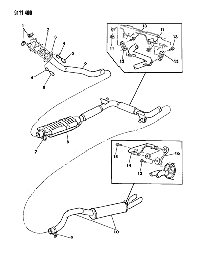 1989 Chrysler TC Maserati Exhaust System Diagram 1