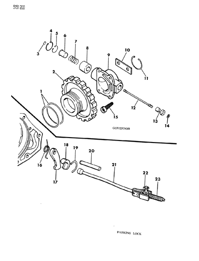 1985 Chrysler Laser Governor & Parking Sprag Diagram