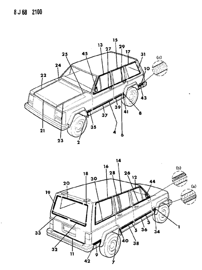 1988 Jeep Cherokee Decals, Exterior Diagram 7