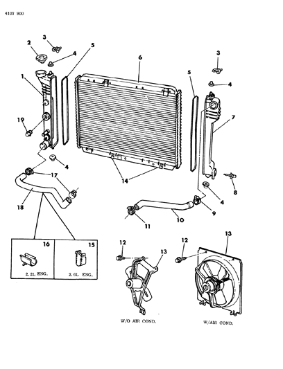 1984 Chrysler Executive Sedan Radiator & Related Parts Diagram