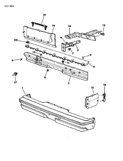 1984 Dodge Charger Fascia, Bumper Rear Diagram