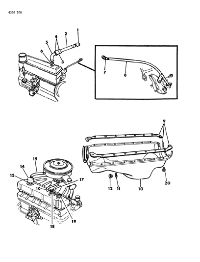 1985 Dodge Ram Van Oil Pan & Related Parts Diagram 1