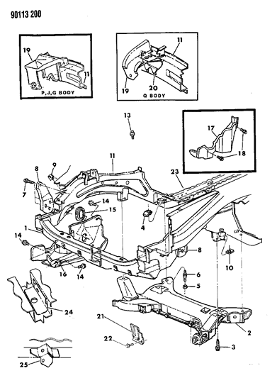 1990 Chrysler LeBaron Frame Front Diagram