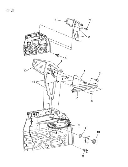 1985 Dodge Omni Mirror - Exterior Diagram 1