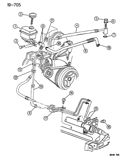 1995 Dodge Neon Line Power Steering Return Diagram for 4626686