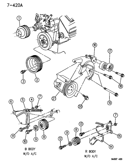 1996 Dodge Ram Wagon Drive Pulleys Diagram 2