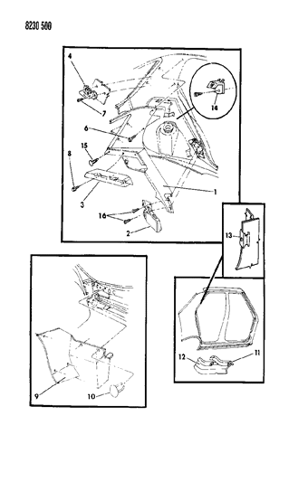 1988 Dodge Omni Panel - Quarter Trim Diagram