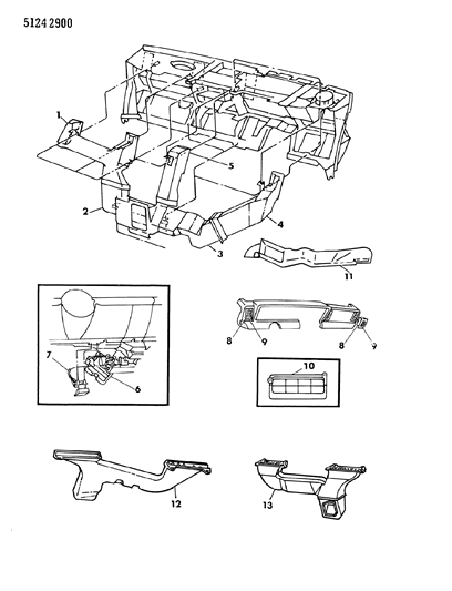 1985 Chrysler Laser Air Ducts & Outlets Diagram 2