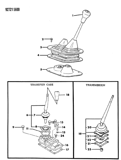 1992 Dodge Ram 50 Controls, Gearshift Diagram 1