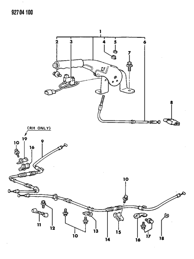 1992 Dodge Colt Controls, Parking Brake Diagram