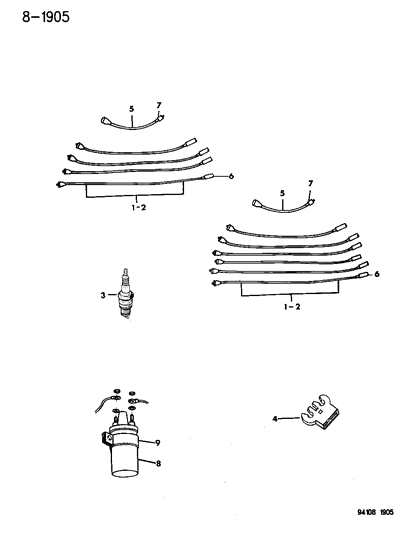 1995 Dodge Caravan Spark Plugs, Ignition Cables And Coils Diagram