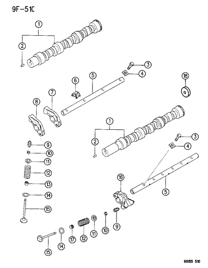 1996 Chrysler Sebring Camshaft & Valves Diagram 4