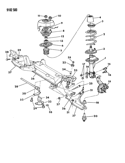 1989 Chrysler TC Maserati Suspension - Front Diagram