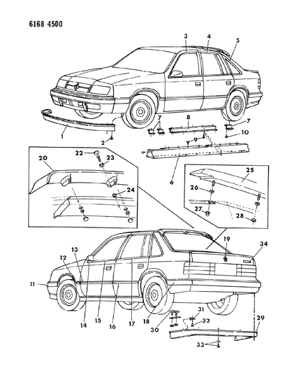 1986 Dodge Lancer Ground Effects Package - Exterior View Diagram