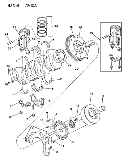 1993 Dodge Caravan Crankshaft , Pistons And Torque Converter Diagram 1