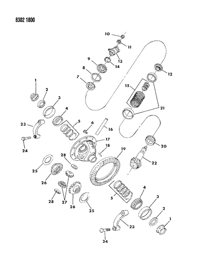1988 Dodge W250 Differential - Front Axle Diagram 2