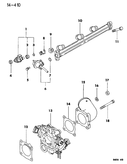 1995 Chrysler Sebring INJECTOR Fuel Diagram for MD186379