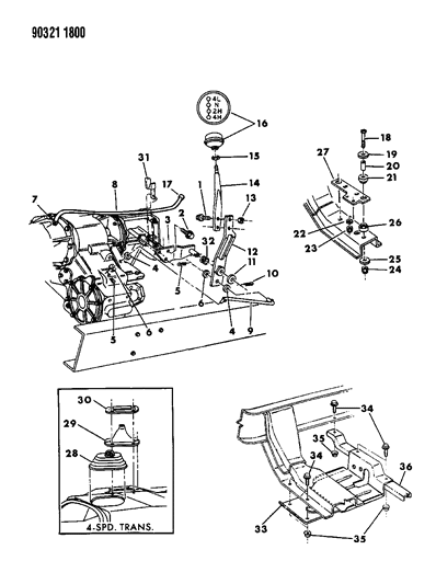 1991 Dodge D150 Controls & Mounting, Transfer Case Diagram 1