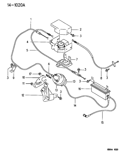 1995 Chrysler Sebring Cable-Throttle Control Diagram for MB942963