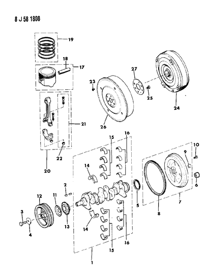 1988 Jeep Wagoneer Crankshaft & Piston Diagram 2