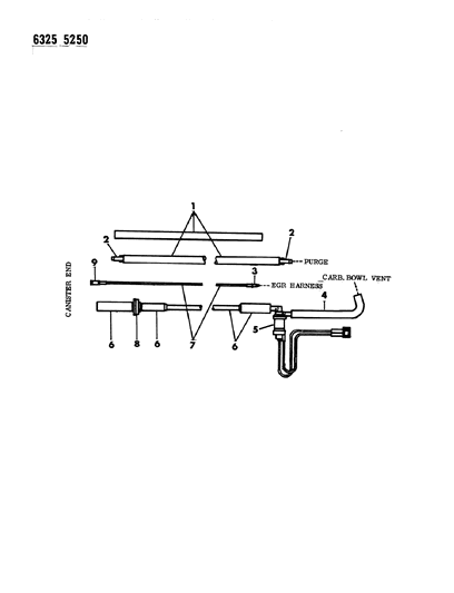 1987 Dodge Ram Van Vapor Canister Hose Harness - Dual Canister Diagram 3