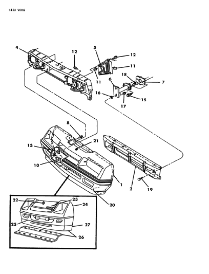 1984 Dodge Charger Fascia, Bumper Front Diagram