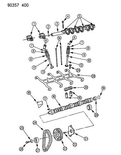 1991 Dodge Ram Van Camshaft & Valves Diagram 2